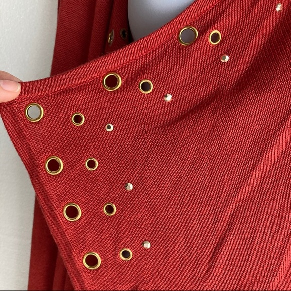 Fontana studded waterfall open cardigan Size L , color Maroon - Picture 11 of 11